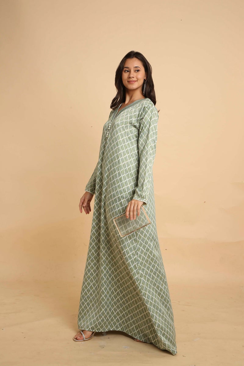 HANA & SARA Modest Arabic Jalabiya Dress with Elegant Long Sleeves Design - Image 4